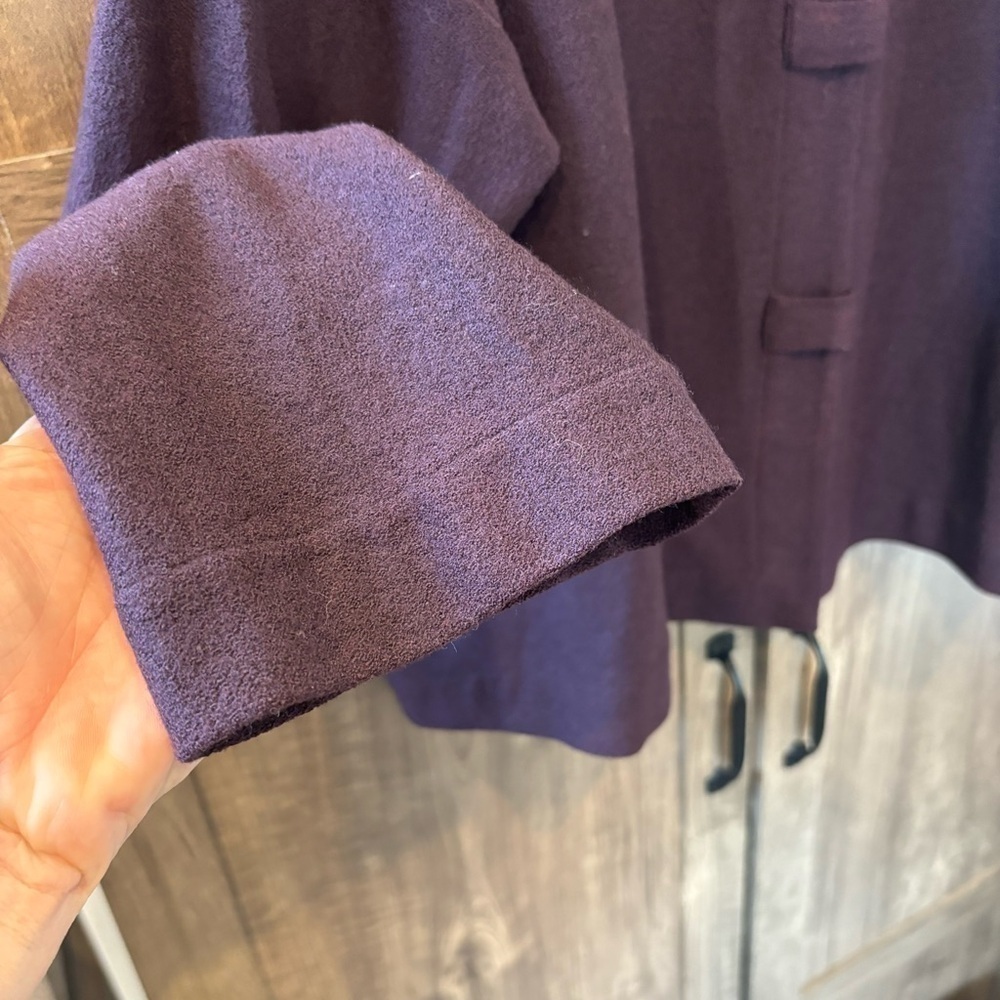 Eileen Fisher Large Jacket Cardigan Plum Purple Mandarin Collar Button Front - Picture 8 of 12